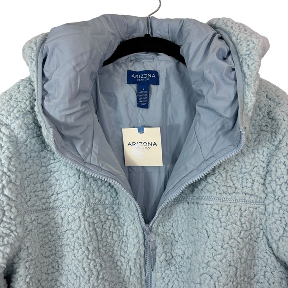 NWT Arizona Fleece Sherpa Jacket Pale Blue Zip Up Hooded Size S - Picture 3 of 8